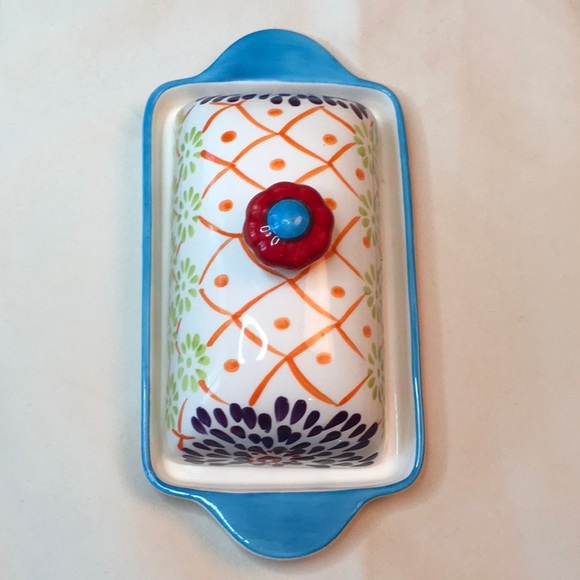Artistic Accents by Coastline Imports Hand Painted Floral Covered Butter Dish - Picture 5 of 8